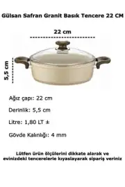 Gülsan Safran Basık Tencere Seti (Pilav-Sote-Melemen) 20-22-24 cm 2
