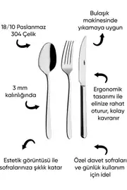 Rollers Vizyon 84 Parça 12 Kişilik Çelik Çatal Kaşık Bıçak Takımı 3