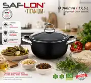 SAFLON Titanyum 36 cm - 17.5 lt  Derin Tencere 1