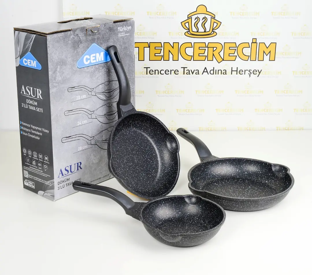 Cem Asur Serisi Tava Seti – 20/24/28 cm