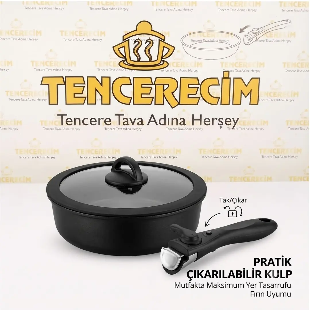 Outlet Diamond 5 Parça Çıkarılabilir Kulplu Granit Tencere Tava Seti 3