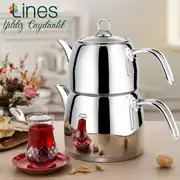 Lines Yıldız Mega Boy Buhar Kapaklı Çelik Çaydanlık Takımı – Metal Kulp (2,5 Lt / 4,5 Lt) 1