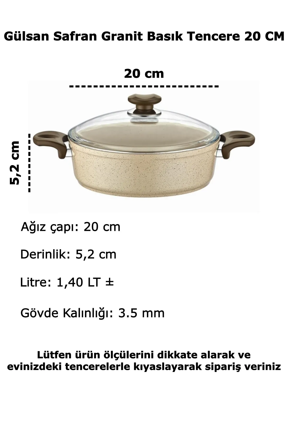 Gülsan Safran Basık Tencere Seti (Pilav-Sote-Melemen) 20-22-24 cm