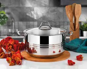 Lines Oscar 32 cm Derin Çelik Tencere – Metal Kulp, Cam Kapak