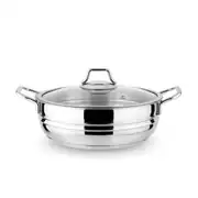 Lines Oscar 32 cm Basık Çelik Tencere 8 Lt – Metal Kulp, Cam Kapak 2