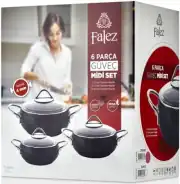 Falez Black Line Midi 6 Parça Güveç Tencere Seti 5