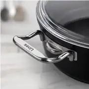 Lines Titanyum 28 cm Basık Tencere – Siyah, Metal Kulp, Pyrex Cam Kapak 4