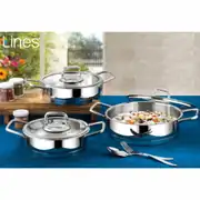 Lines Silver 6 Parça Basık Çelik Tencere Seti (18-20-22 cm) – Metal Kulp 1
