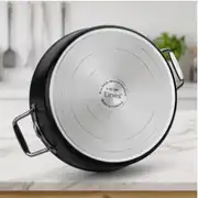 Lines Titanyum 28 cm Basık Tencere – Siyah, Metal Kulp, Pyrex Cam Kapak 3